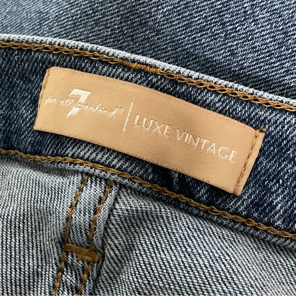 7 For All Mankind Ultra High Rise Cropped Jo Jeans Sz 34 Stretch Distressed - Picture 10 of 13